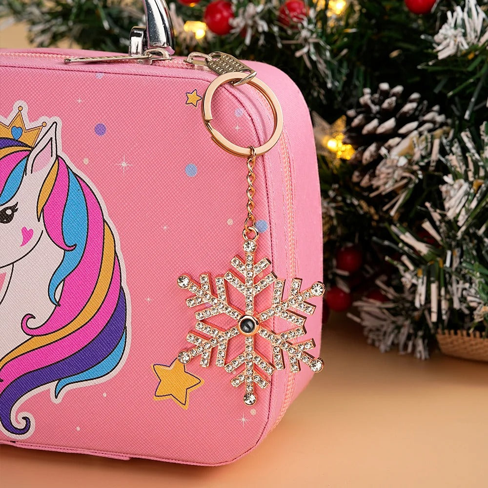 Personalized Shining Zircon Snowflake Photo Projection Christmas Tree Ornament Birthday Festival Decor Gift for Family Friend