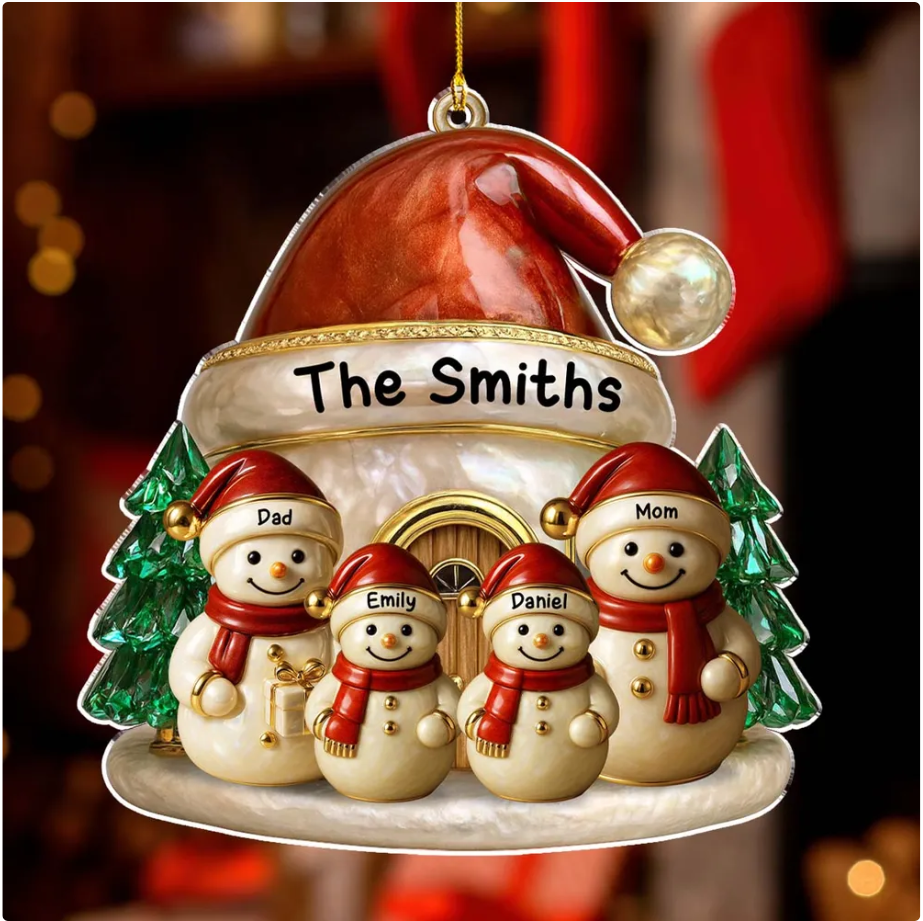 Family Christmas Brings Lasting Joy - Personalized Custom 3D Inflated Effect Acrylic Ornament