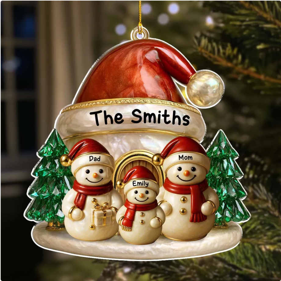 Family Christmas Brings Lasting Joy - Personalized Custom 3D Inflated Effect Acrylic Ornament