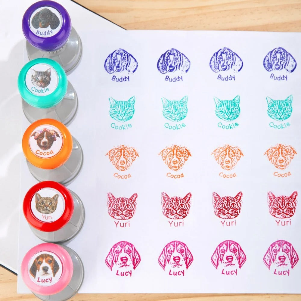Personalized Pet Portrait Self-Inking Stamp, Custom Pet Name & Face Photo Stamp, Pet Memorial Keepsake, Sympathy Gift for Dog Mom/Cat Dad/Pet Lovers