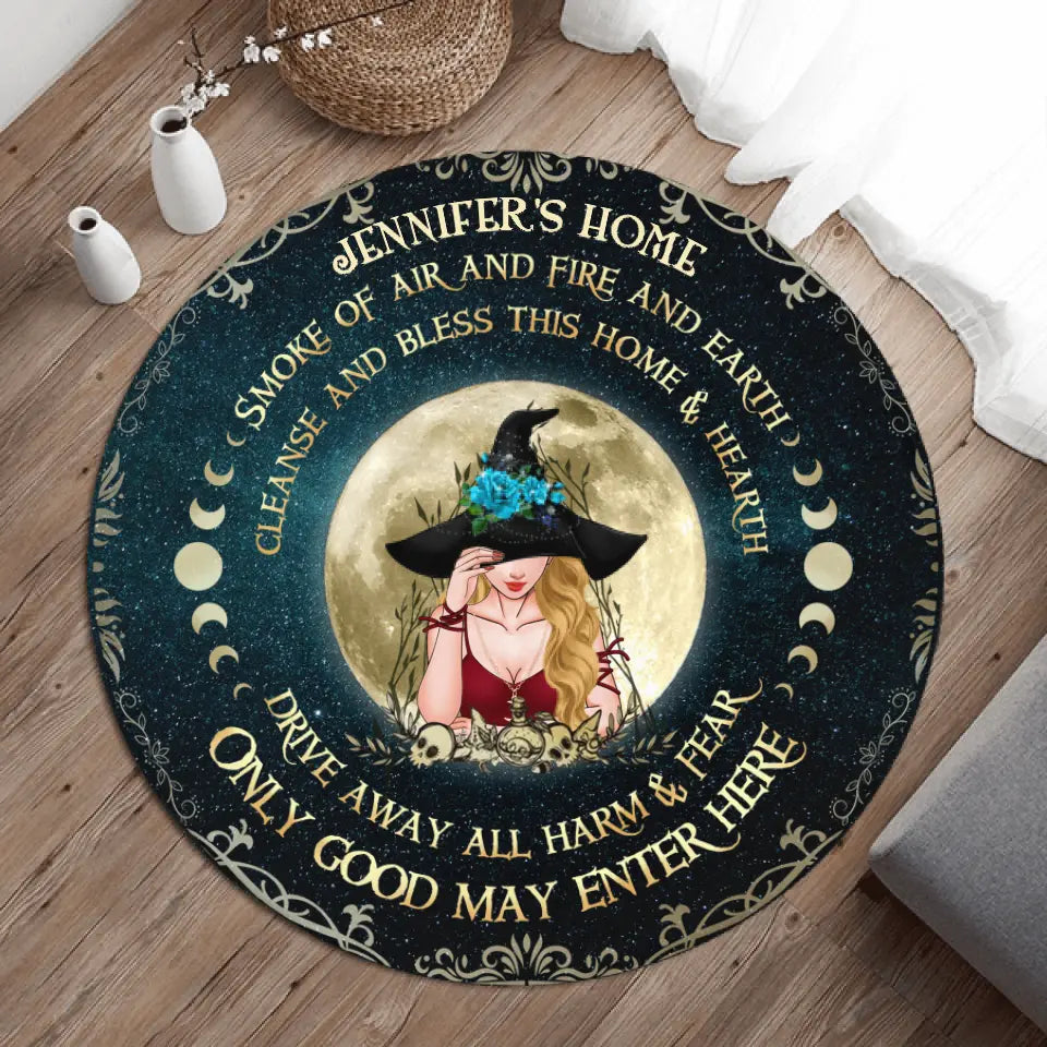 Personalized Witch Round Rug - Gift Idea For Halloween/Wicca Decor/Pagan Decor - Only Good May Enter Here