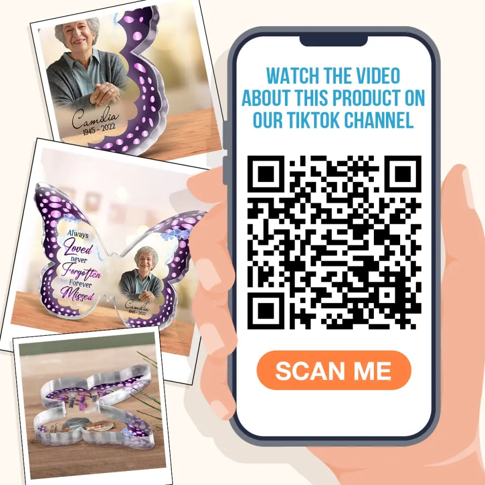 Personalized Memorial Photo Butterfly Acrylic Plaque - Memorial Gift Idea For Christmas - Always Loved Never Forgotten Forever Missed